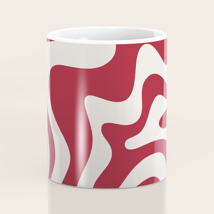 Retro Liquid Swirl Abstract Pattern Red Maroon Coffee Mug – Society6