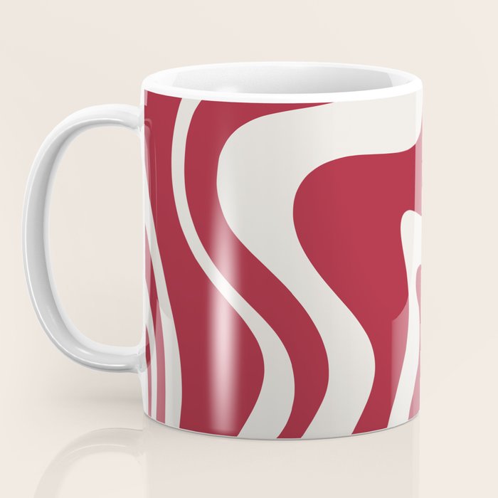 Retro Liquid Swirl Abstract Pattern Red Maroon Coffee Mug Gallery Image 3