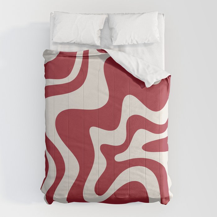 Retro Liquid Swirl Abstract Pattern Red Maroon Comforter Gallery Image 6