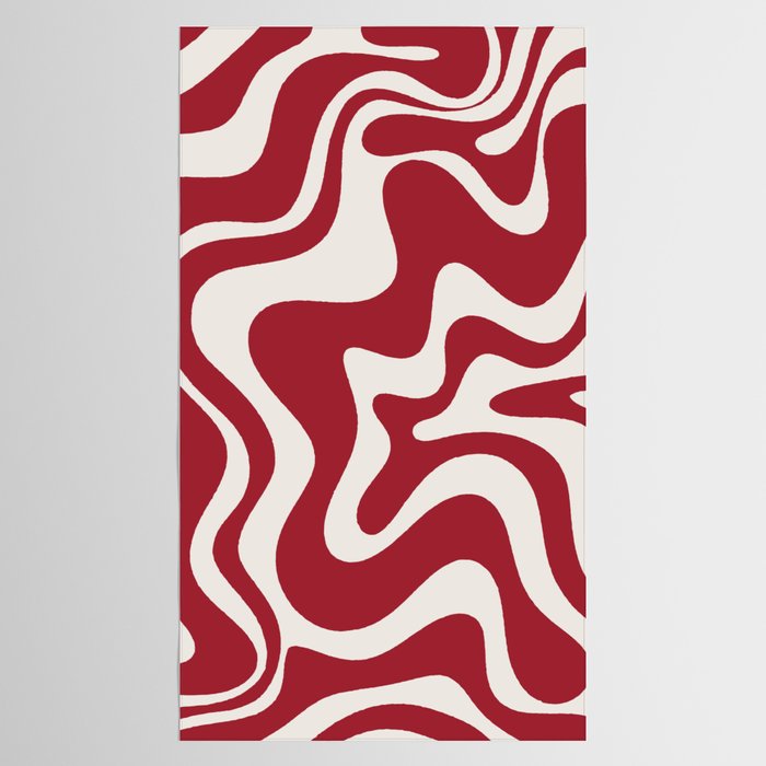 Retro Liquid Swirl Abstract Pattern Red Maroon Tablecloth Gallery Image 2