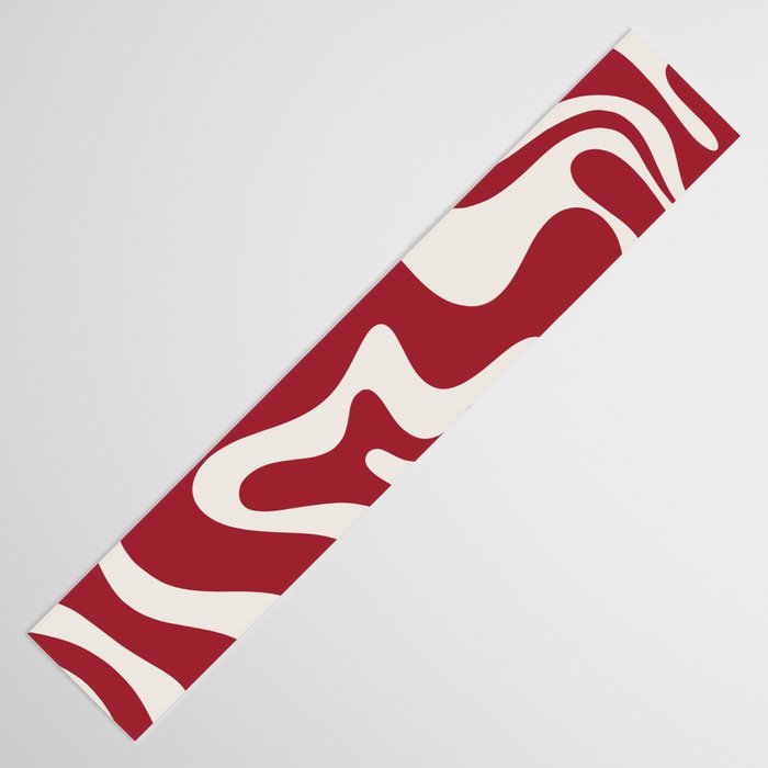 Retro Liquid Swirl Abstract Pattern Red Maroon Table Runner Gallery Image 3