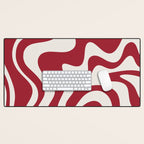 Retro Liquid Swirl Abstract Pattern Red Maroon Desk Mat Gallery Image 1