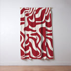 Retro Liquid Swirl Abstract Pattern Red Maroon Window Curtain Gallery Image 3