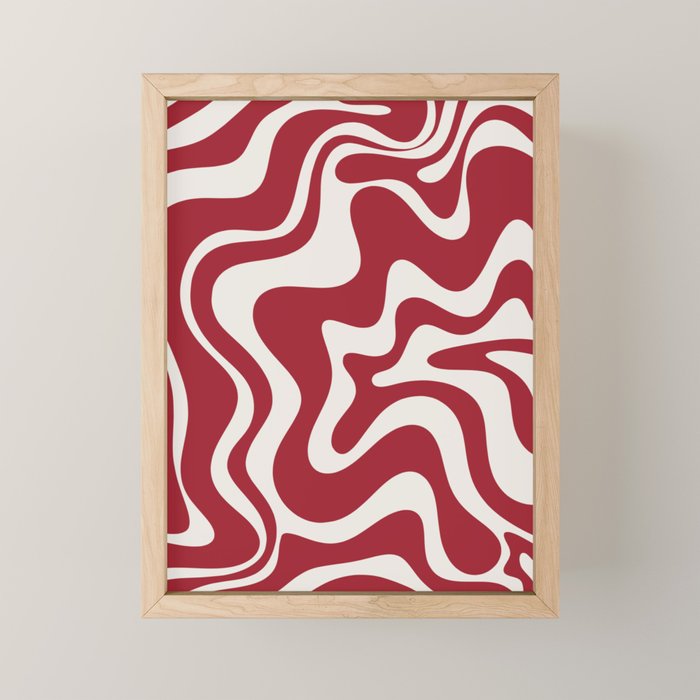 Retro Liquid Swirl Abstract Pattern Red Maroon Mini Art Print Gallery Image 1