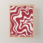 Retro Liquid Swirl Abstract Pattern Red Maroon Mini Art Print Gallery Image 1