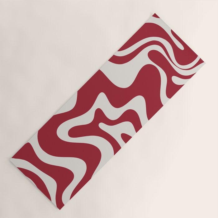 Retro Liquid Swirl Abstract Pattern Red Maroon Yoga Mat Gallery Image 1