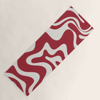 Retro Liquid Swirl Abstract Pattern Red Maroon Yoga Mat Gallery Image 1