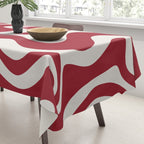 Retro Liquid Swirl Abstract Pattern Red Maroon Tablecloth Gallery Image 3