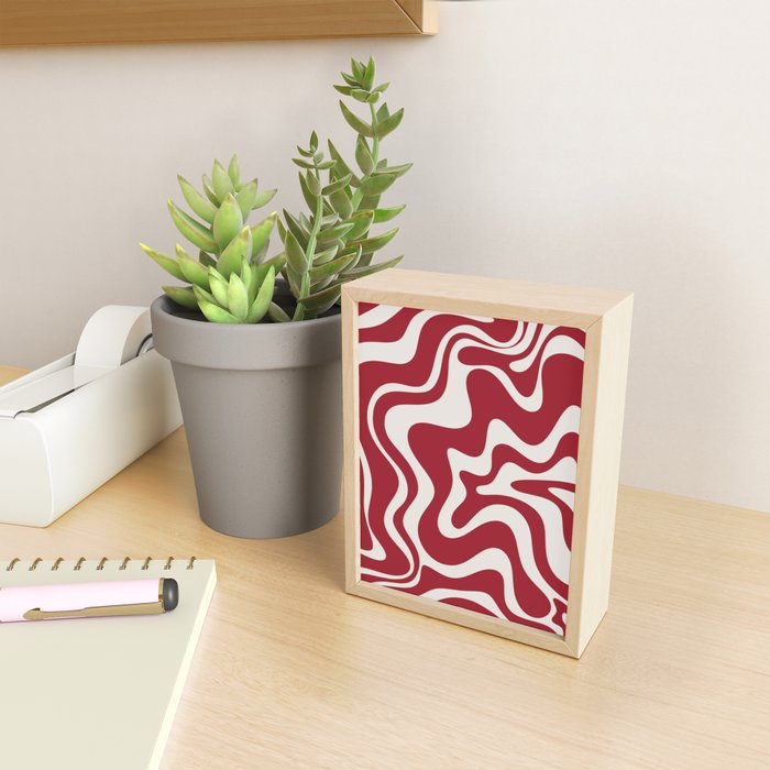 Retro Liquid Swirl Abstract Pattern Red Maroon Mini Art Print Gallery Image 2