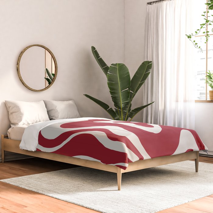 Retro Liquid Swirl Abstract Pattern Red Maroon Comforter Gallery Image 2