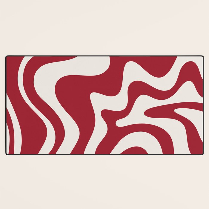 Retro Liquid Swirl Abstract Pattern Red Maroon Desk Mat Gallery Image 3