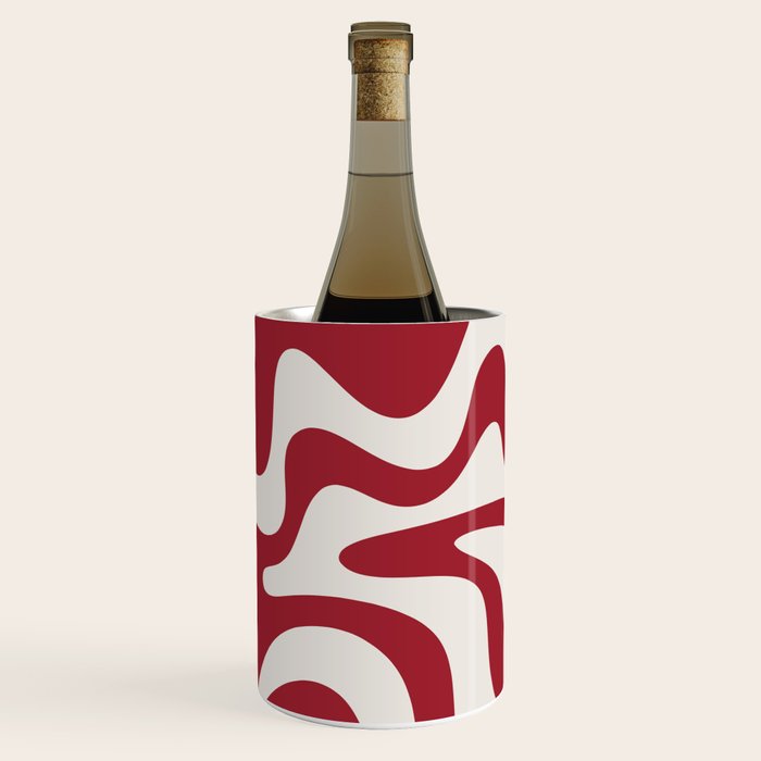 Retro Liquid Swirl Abstract Pattern Red Maroon Wine Chiller Gallery Image 3