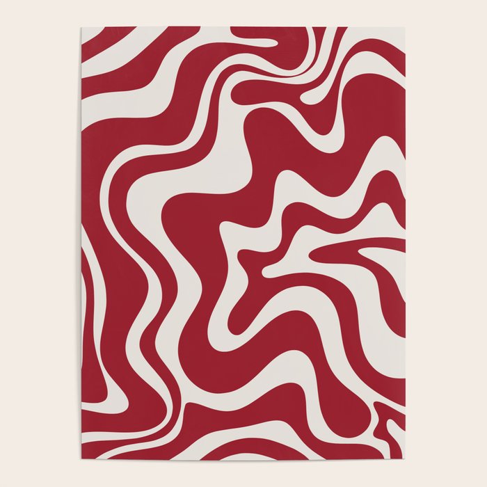 Retro Liquid Swirl Abstract Pattern Red Maroon Poster Gallery Image 1