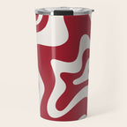 Retro Liquid Swirl Abstract Pattern Red Maroon Travel Mug Gallery Image 1