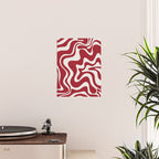 Retro Liquid Swirl Abstract Pattern Red Maroon Poster Gallery Image 2