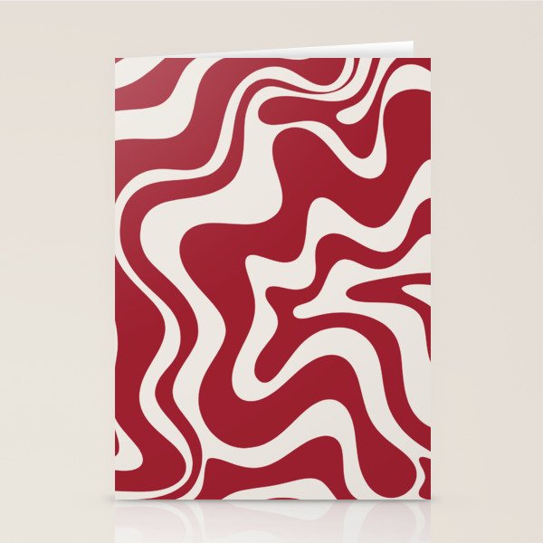 Retro Liquid Swirl Abstract Pattern Red Maroon Stationery Card Gallery Image 2