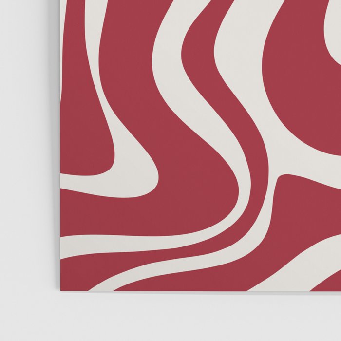 Retro Liquid Swirl Abstract Pattern Red Maroon Poster Gallery Image 3