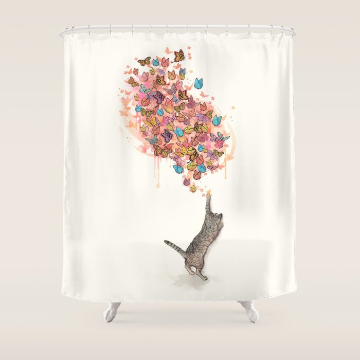 catching butterflies Shower Curtain Gallery Image 1