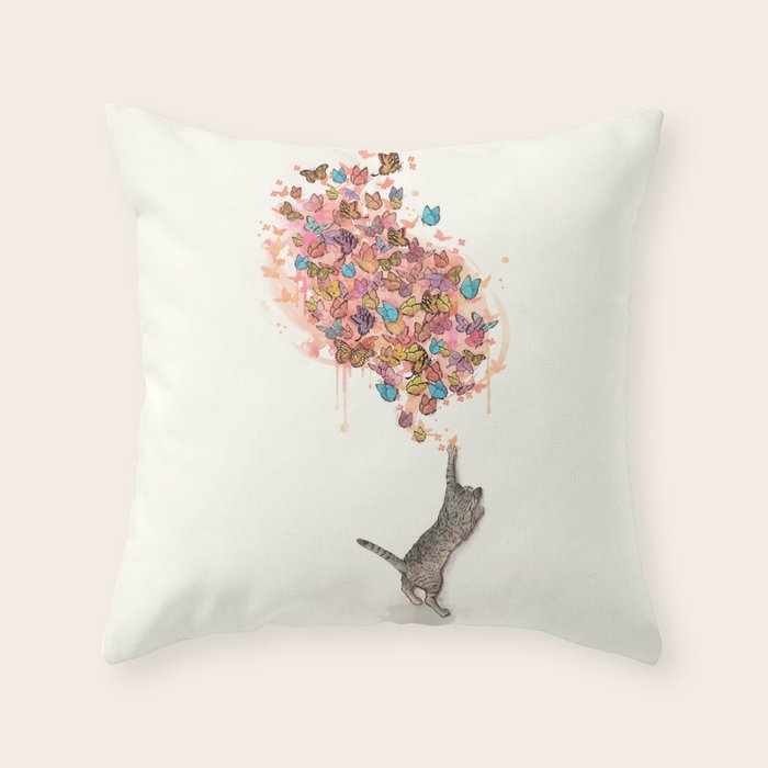 catching butterflies Throw Pillow Gallery Image 6