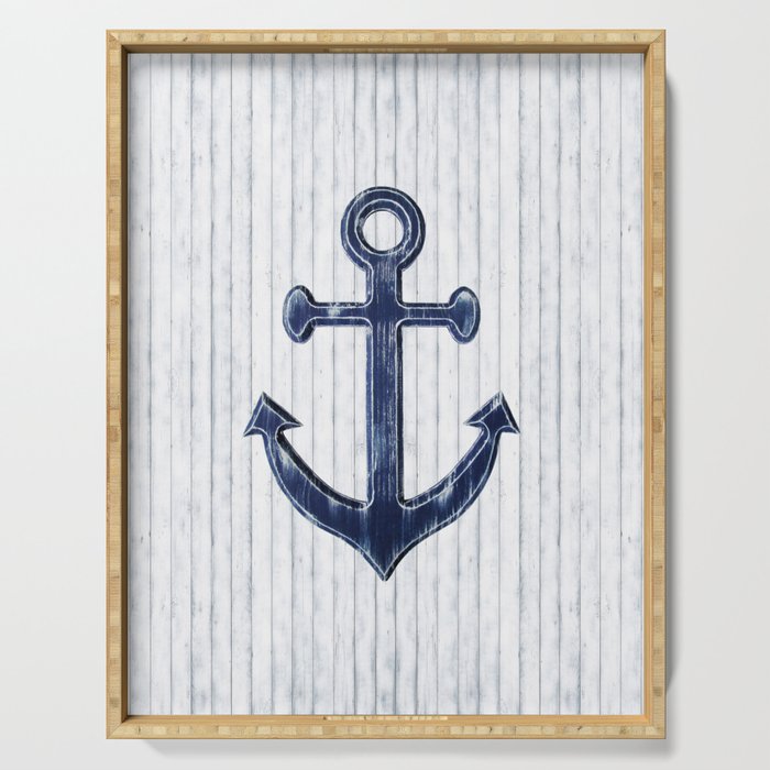 Rustic Anchor in navy blue Serving Tray Gallery Image 1