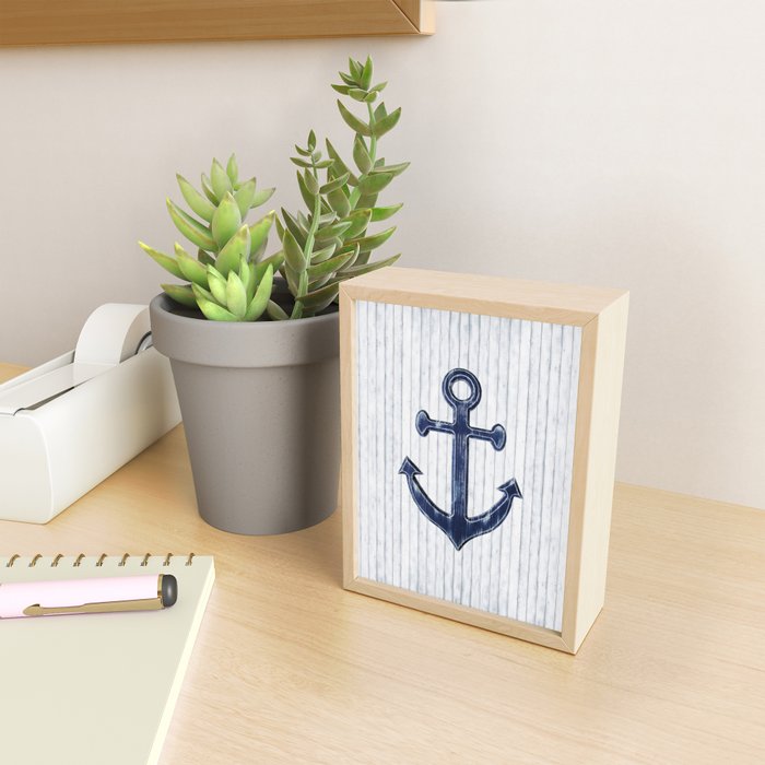 Rustic Anchor in navy blue Mini Art Print Gallery Image 2