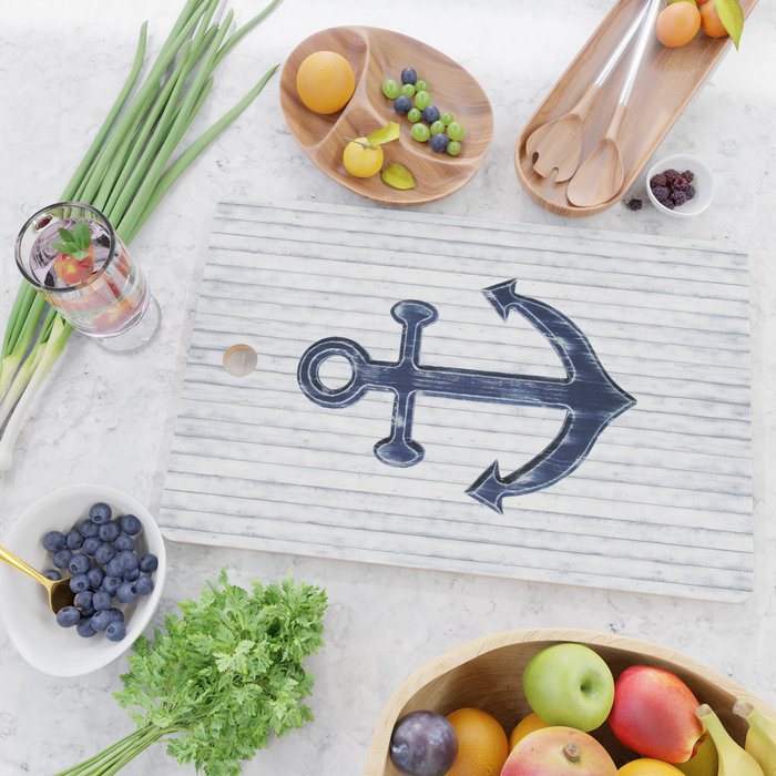 Rustic Anchor in navy blue Cutting Board Gallery Image 2