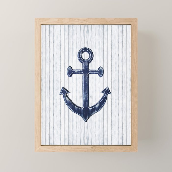 Rustic Anchor in navy blue Mini Art Print Gallery Image 1