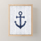 Rustic Anchor in navy blue Mini Art Print Gallery Image 1