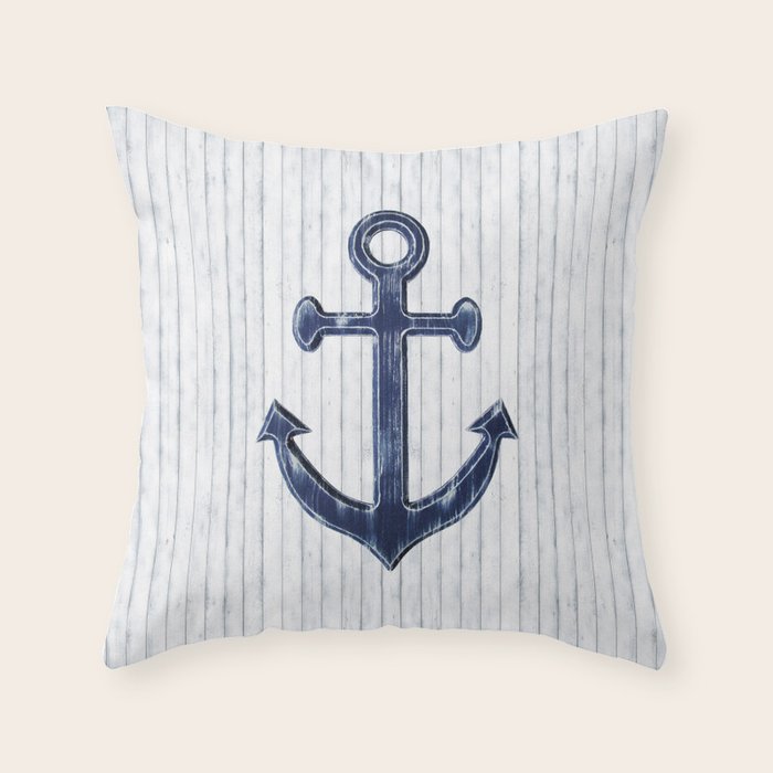 Rustic Anchor in navy blue Throw Pillow Gallery Image 6
