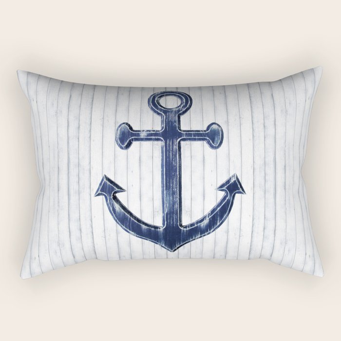 Rustic Anchor in navy blue Rectangular Pillow Gallery Image 2