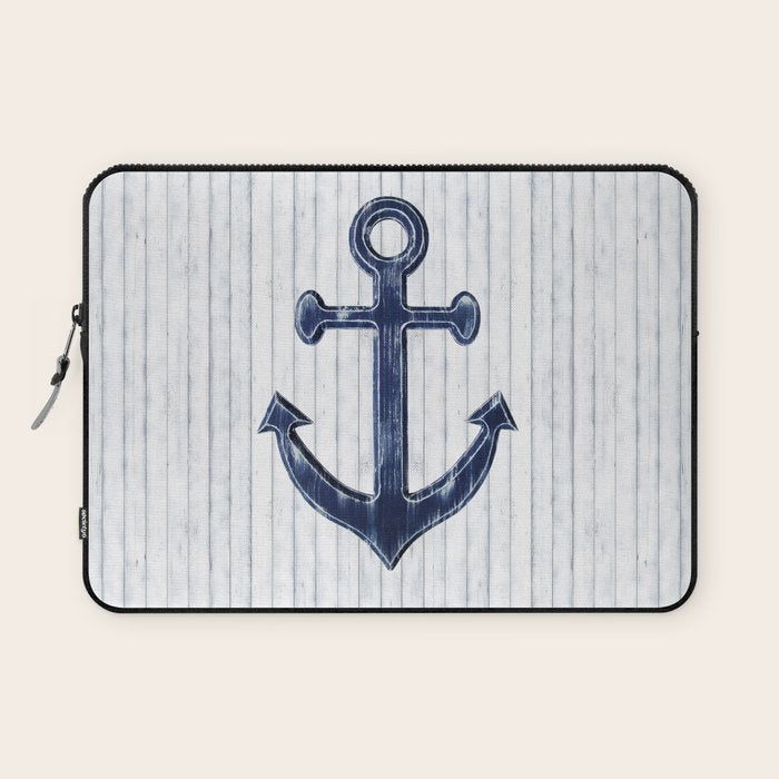 Rustic Anchor in navy blue Laptop Sleeve Gallery Image 1
