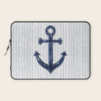 Rustic Anchor in navy blue Laptop Sleeve Gallery Image 1