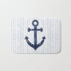 Rustic Anchor in navy blue Bath Mat Gallery Image 1