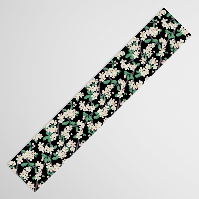 Apple Blossom Pattern on Black Table Runner Gallery Image 3