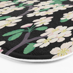 Apple Blossom Pattern on Black Bath Mat Gallery Image 3