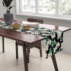 Apple Blossom Pattern on Black Table Runner Gallery Image 2