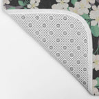 Apple Blossom Pattern on Black Bath Mat Gallery Image 2