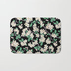 Apple Blossom Pattern on Black Bath Mat Gallery Image 1