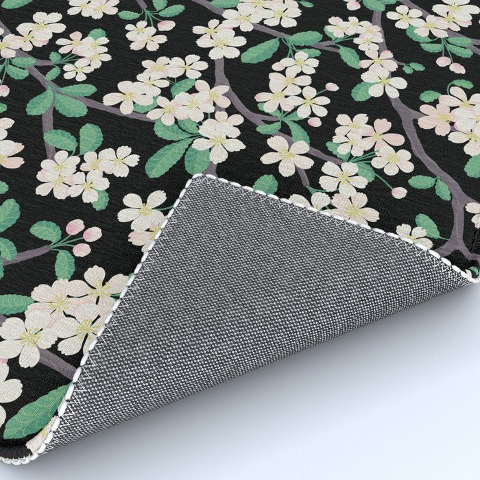 Apple Blossom Pattern on Black Rug Gallery Image 4