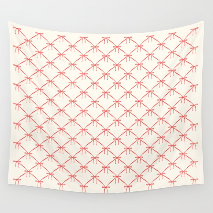 Bows & Ribbons Pattern II Red Wall Tapestry Gallery Image 4