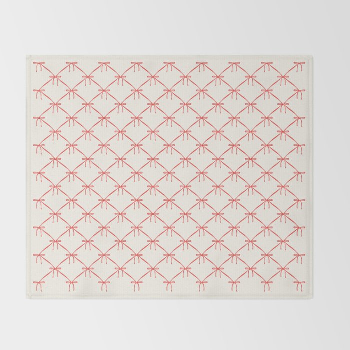 Bows & Ribbons Pattern II Red Throw Blanket Gallery Image 2