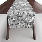 canadian animals black white Table Runner Gallery Image 1