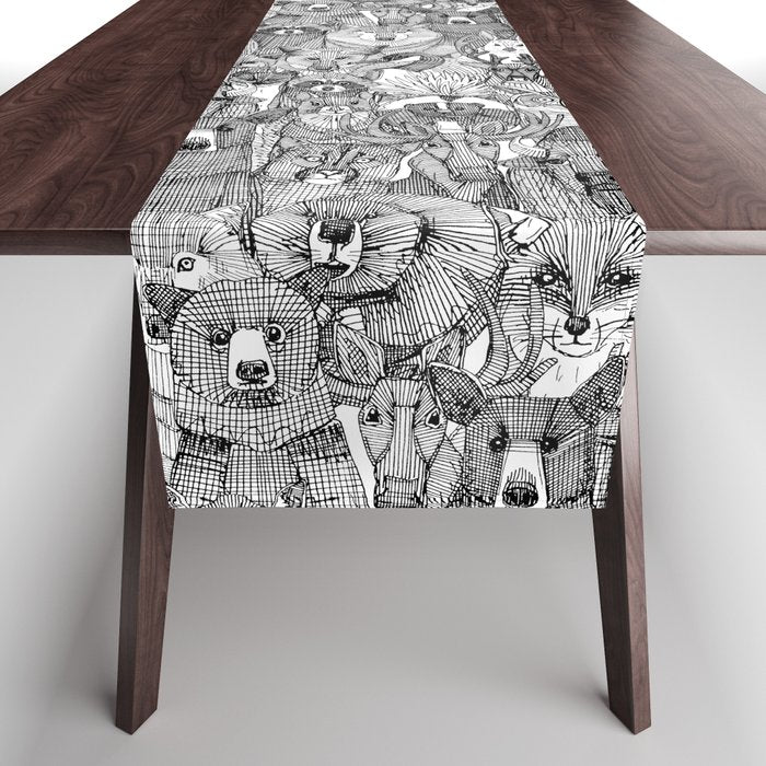 canadian animals black white Table Runner Gallery Image 1