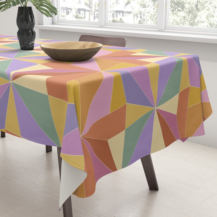 Kaleidoscope Tile Pattern VI Colorful Summer Tablecloth Gallery Image 3