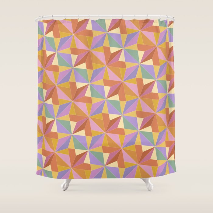 Kaleidoscope Tile Pattern VI Colorful Summer Shower Curtain Gallery Image 1