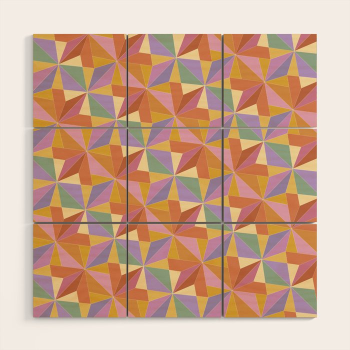 Kaleidoscope Tile Pattern VI Colorful Summer Wood Wall Art Gallery Image 1