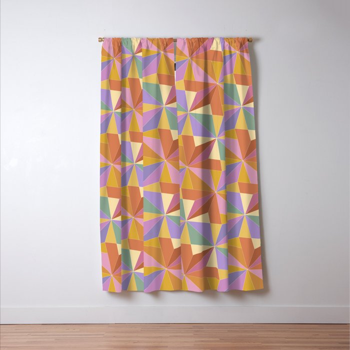 Kaleidoscope Tile Pattern VI Colorful Summer Window Curtain Gallery Image 3