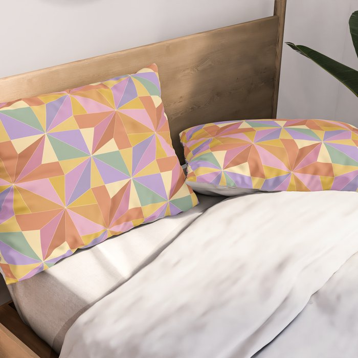 Kaleidoscope Tile Pattern VI Colorful Summer Pillow Sham Gallery Image 2