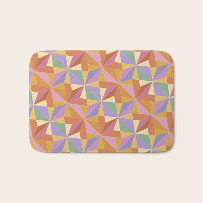 Kaleidoscope Tile Pattern VI Colorful Summer Bath Mat Gallery Image 1