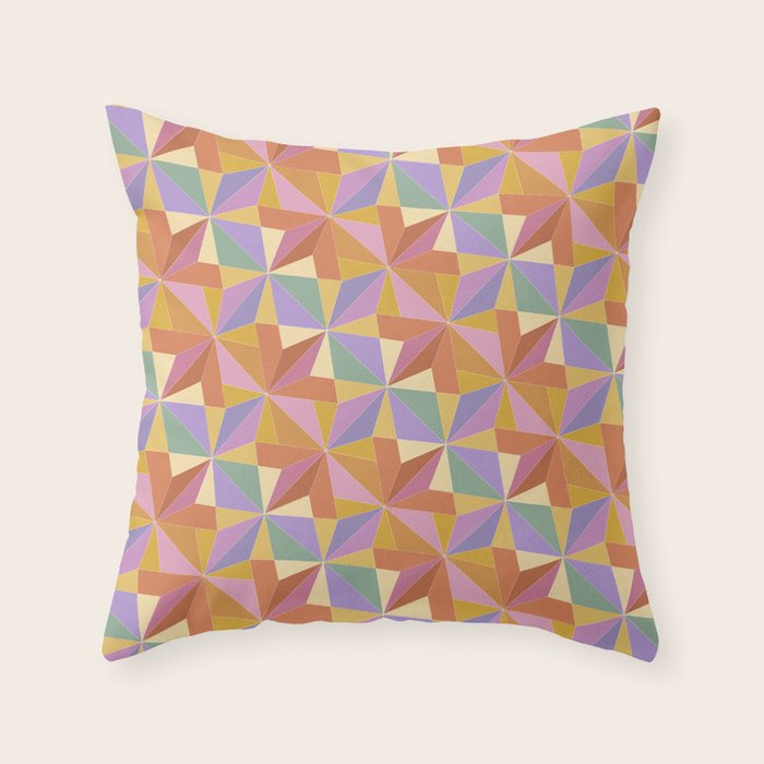 Kaleidoscope Tile Pattern VI Colorful Summer Throw Pillow Gallery Image 6